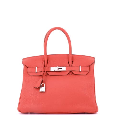 Birkin Handbag Pink Clemence with Palladium Hardware 30