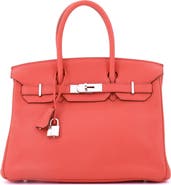 Pre-Owned Hermes Birkin Handbag Pink Clemence with Palladium Hardware 30