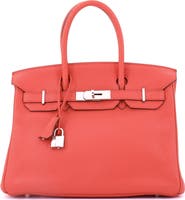 Pre-Owned Hermes Birkin Handbag Pink Clemence with Palladium Hardware 30