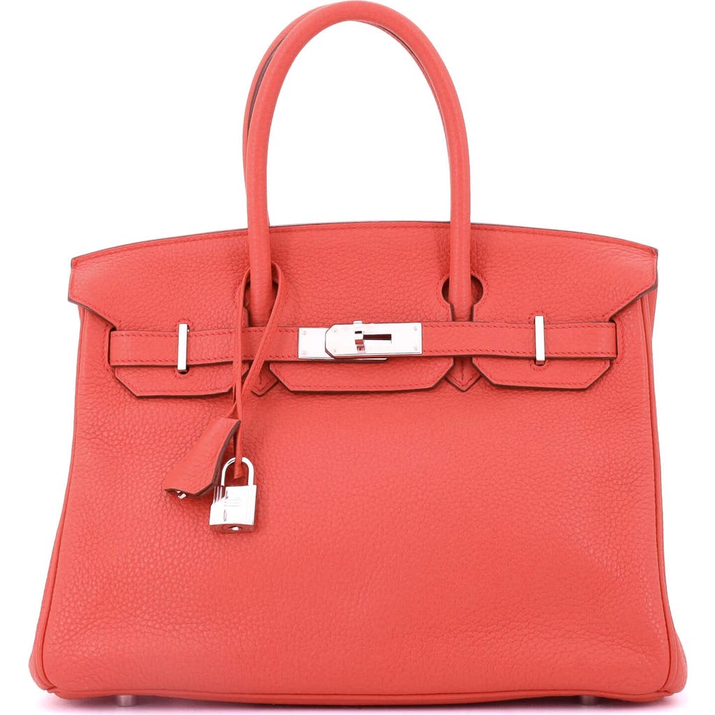 Pre-owned Hermes Hermes Birkin Handbag Pink Clemence With Palladium Hardware 30 In Orange