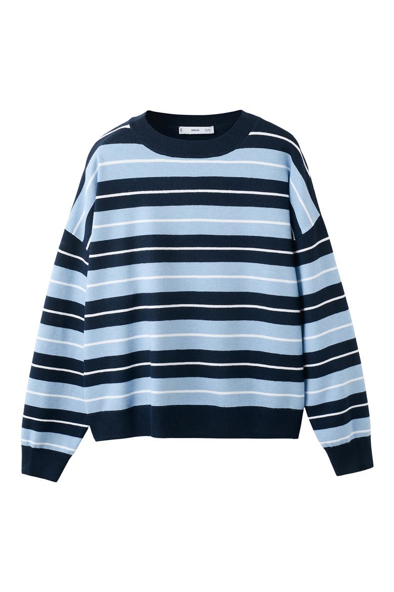 Mixed Stripe Crewneck Sweater, Alternate, color, DARK NAVY