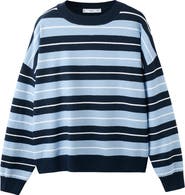 MANGO Mixed Stripe Crewneck Sweater