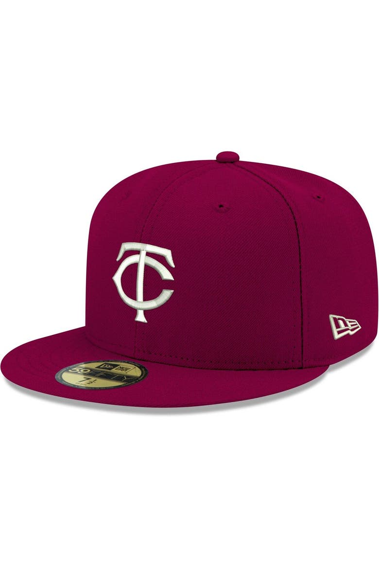 Men's New Era Cardinal Minnesota Twins White Logo 59FIFTY Fitted Hat, Main, color, Cardinal