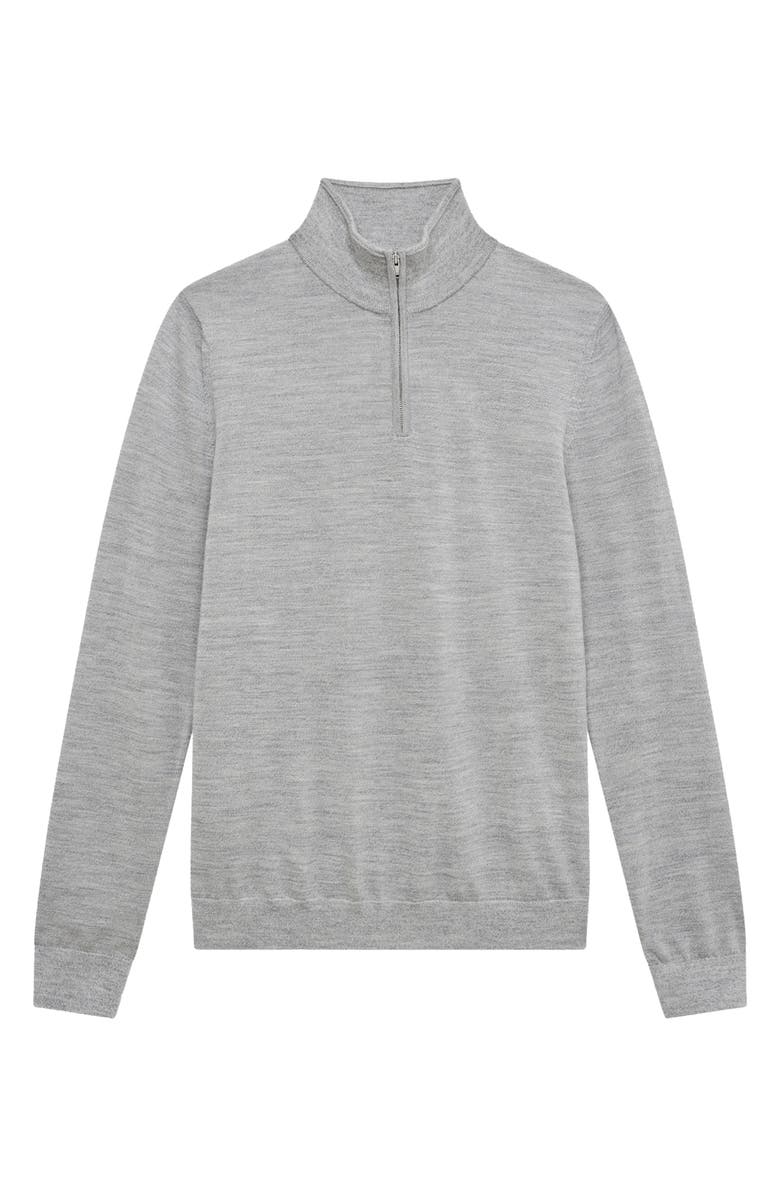 Reiss Blackhall Wool Quarter Zip Pullover, Alternate, color, Soft Grey Mouline