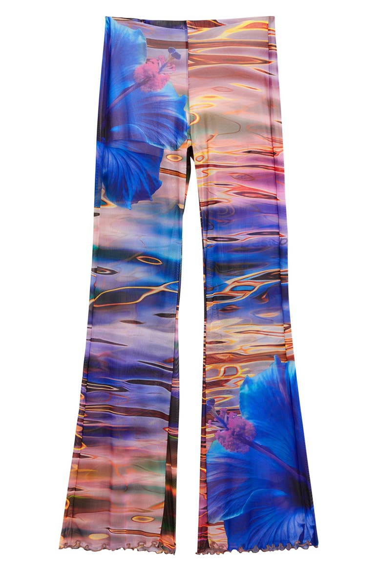 Allover Print Flare Pants, Alternate, color, BLUE