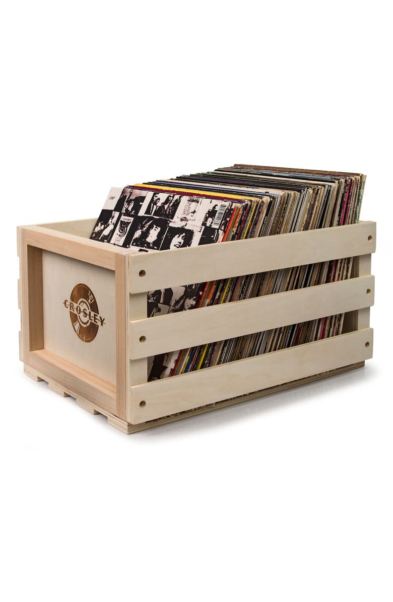 Crosley Radio Record Storage Crate, Main, color, Natural