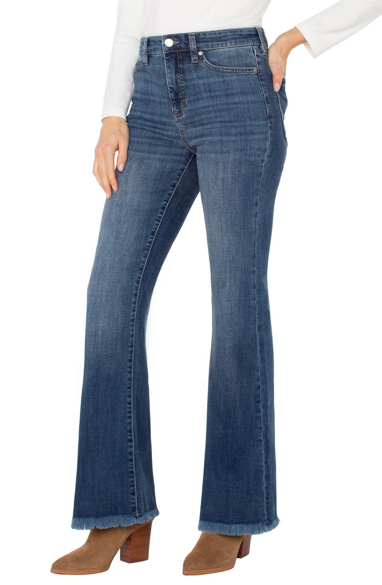 Liverpool Los Angeles Hannah High Waist Fray Hem Flare Jeans, Alternate, color, Sycamore