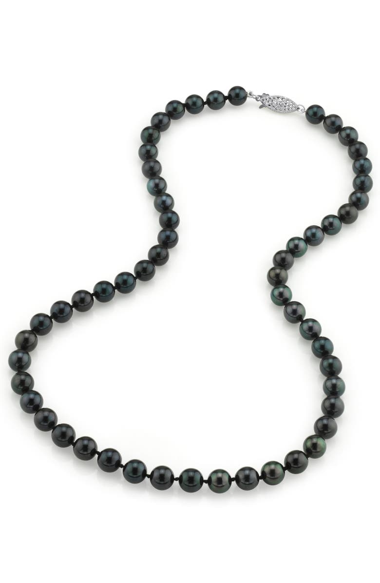 The Pearl Source Japanese Akoya Pearl Necklace 7-7.5mm, Main, color, Yellow Gold - Finesse Clasp