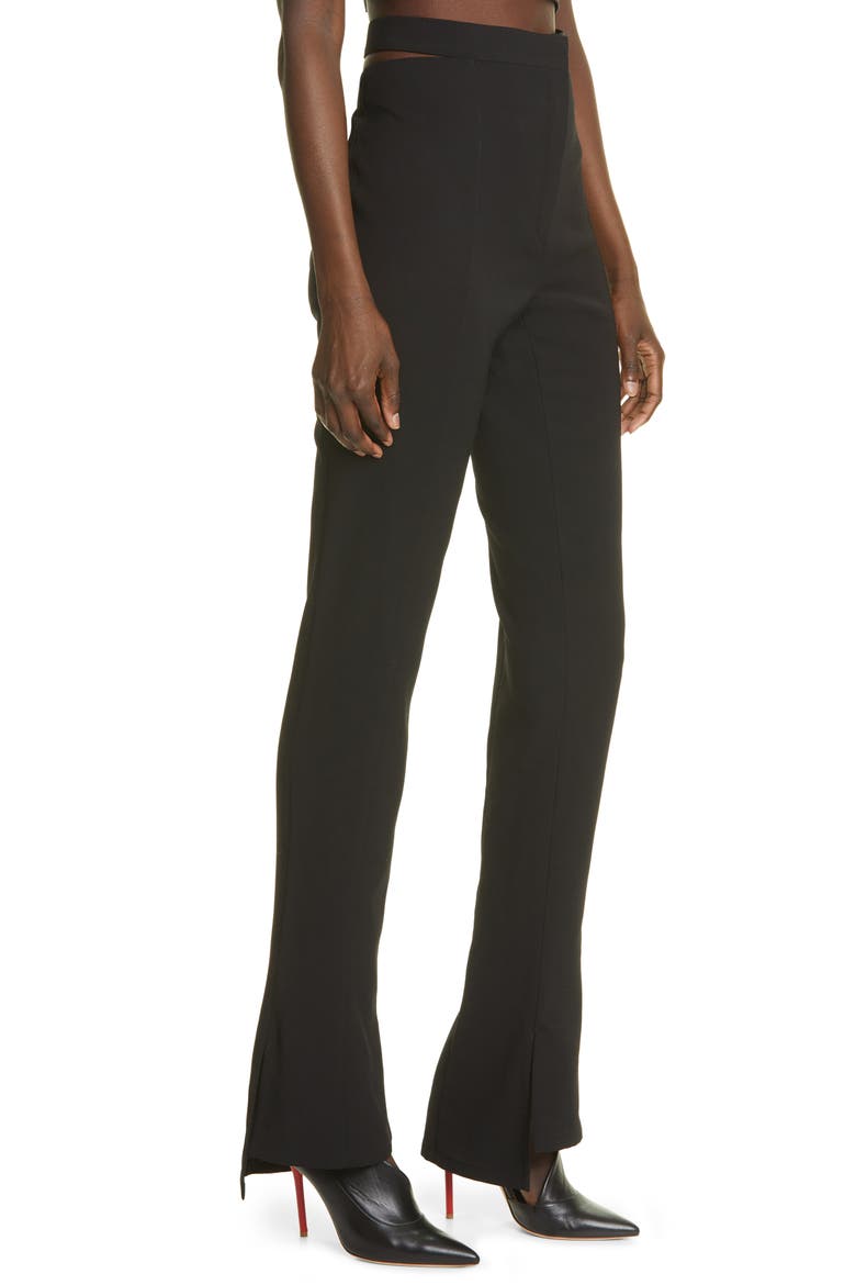 Cutout Step Hem Wool Twill Pants, Alternate, color, BLACK