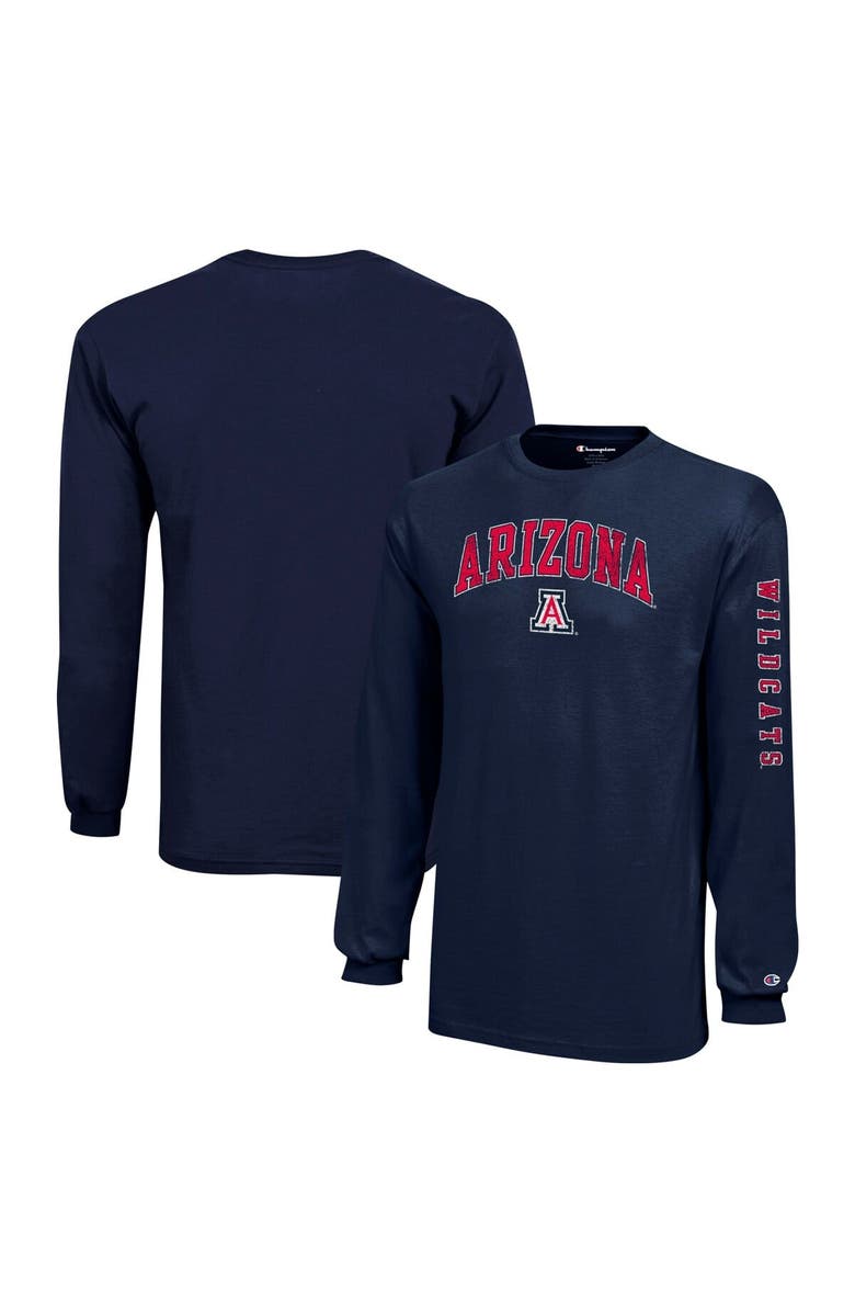 Champion Youth Champion Navy Arizona Wildcats Distressed Arch Over Logo Long Sleeve T-Shirt, Main, color, Navy