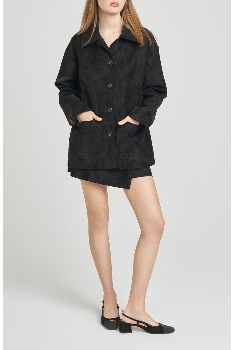 Rita Faux Suede Jacket, Alternate, color, BLACK