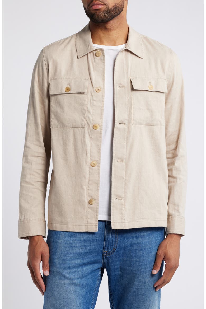 Movement Flex Linen & Cotton Button-Up Shirt Jacket, Main, color, NATURAL