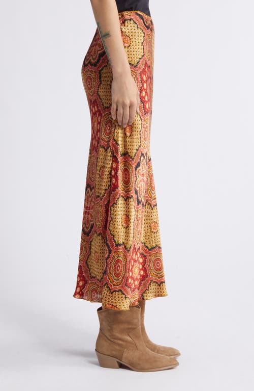 The Great . The Seabank Patchwork Print Midi Skirt In Brown