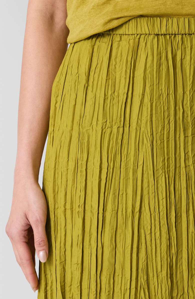 Eileen Fisher Crinkled Silk Midi Skirt, Alternate, color, Golden Pear