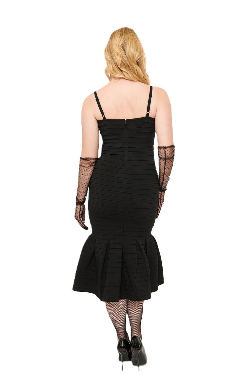 Unique Vintage 1960s Pleated Mermaid Pencil Dress, Alternate, color, Black