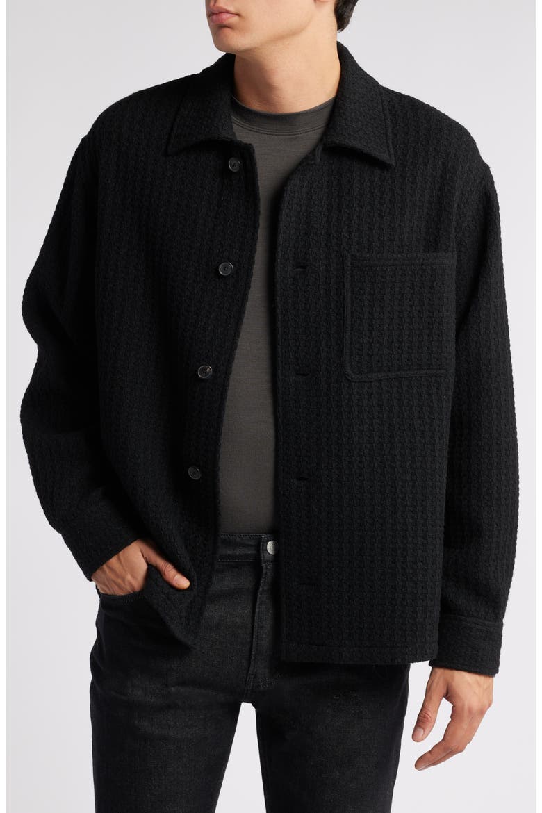 Textured Wool Blend Shirt Jacket, Main, color, BLACK