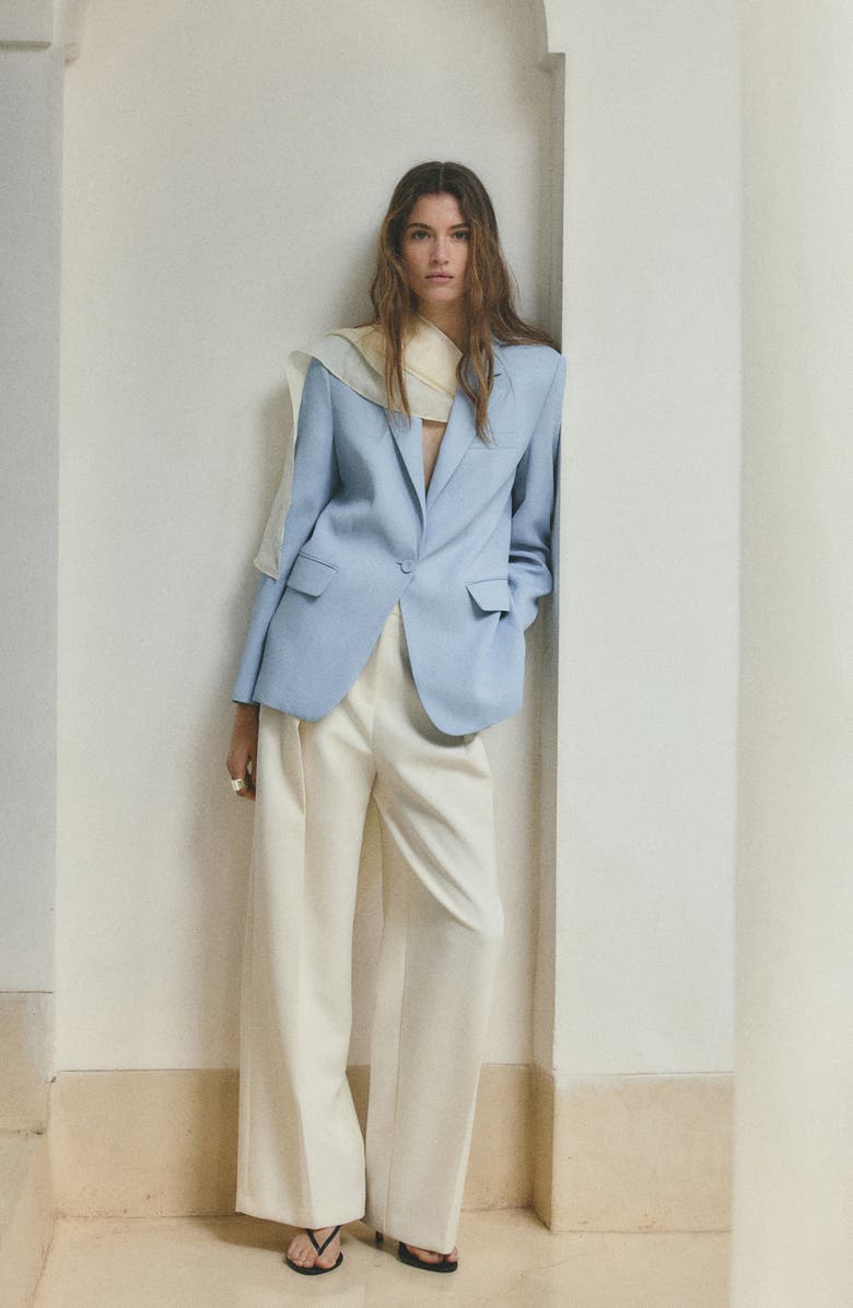 MANGO Americana One-Button Blazer, Alternate, color, Sky Blue