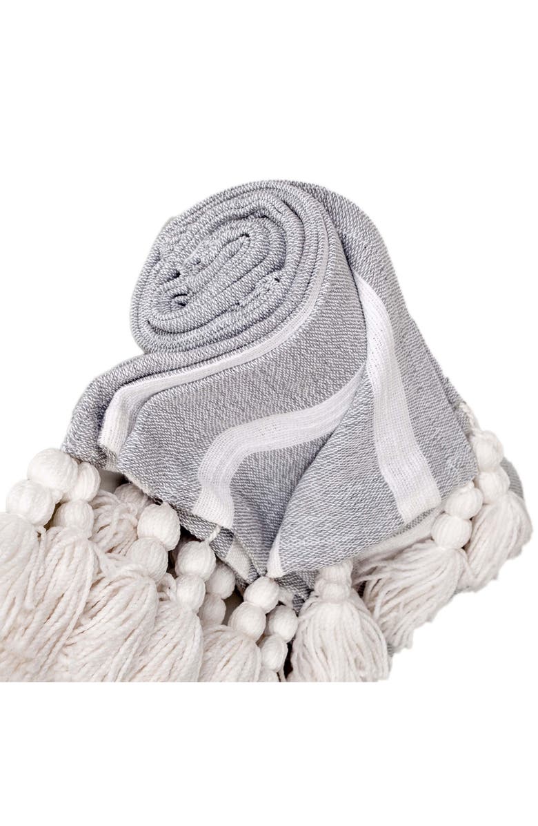PARKLAND COLLECTION Nara Tassel Throw Blanket, Alternate, color, Light Grey