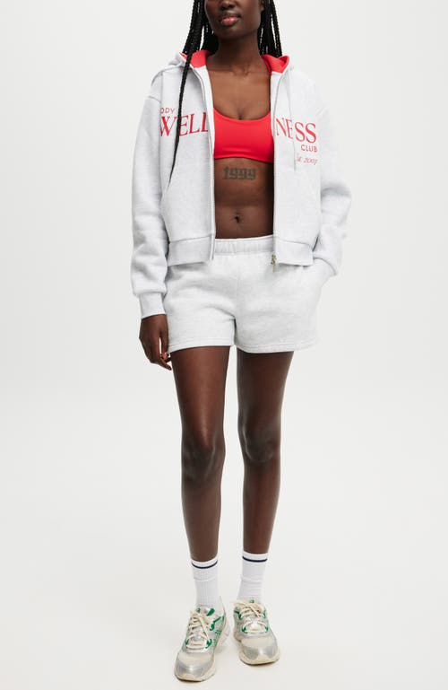 Shop Cotton On Body Active Plush Graphic Zip Through In Cloudy Grey Marle Raspberry