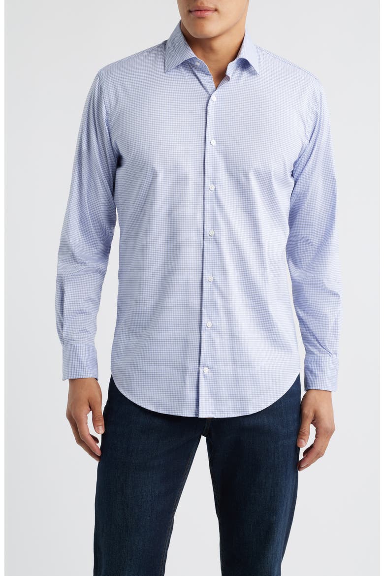 Jackson Crown Lite Microcheck Performance Twill Button-Up Shirt, Main, color, DEEP VIOLET