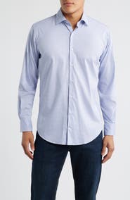 Peter Millar Jackson Crown Lite Microcheck Performance Twill Button-Up Shirt