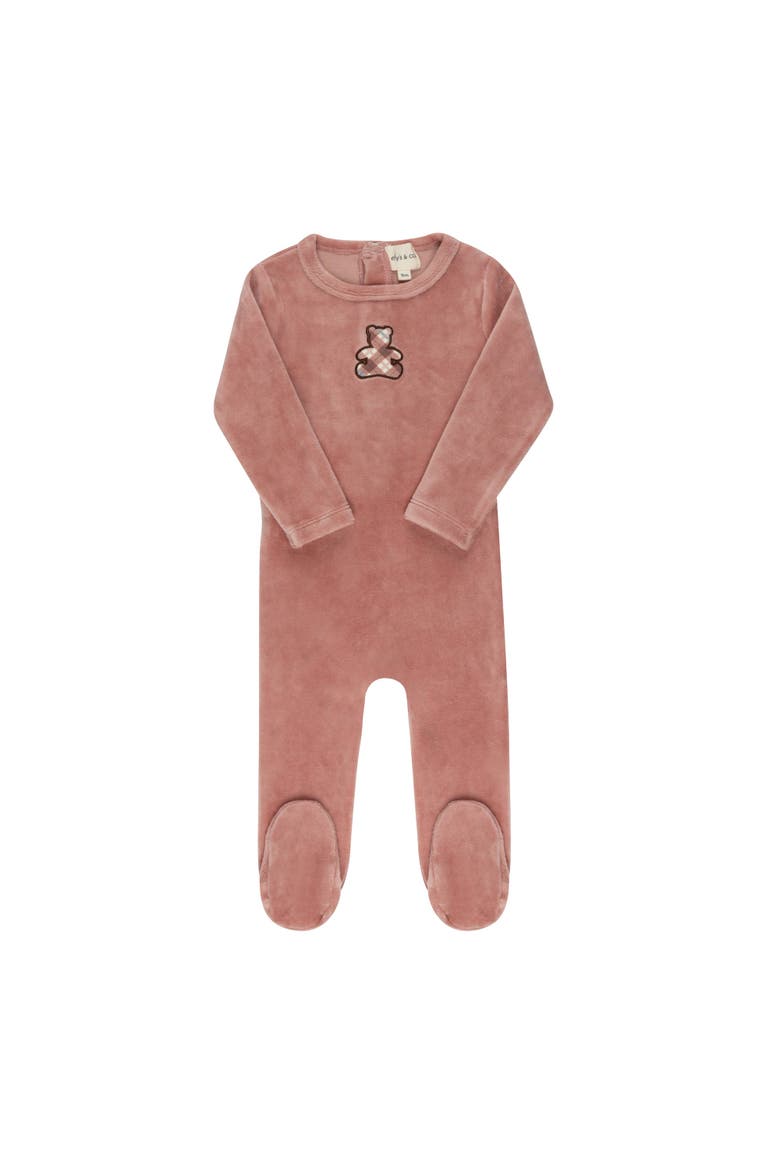 Velour Plaid Bear Collection - Footie, Main, color, Pink