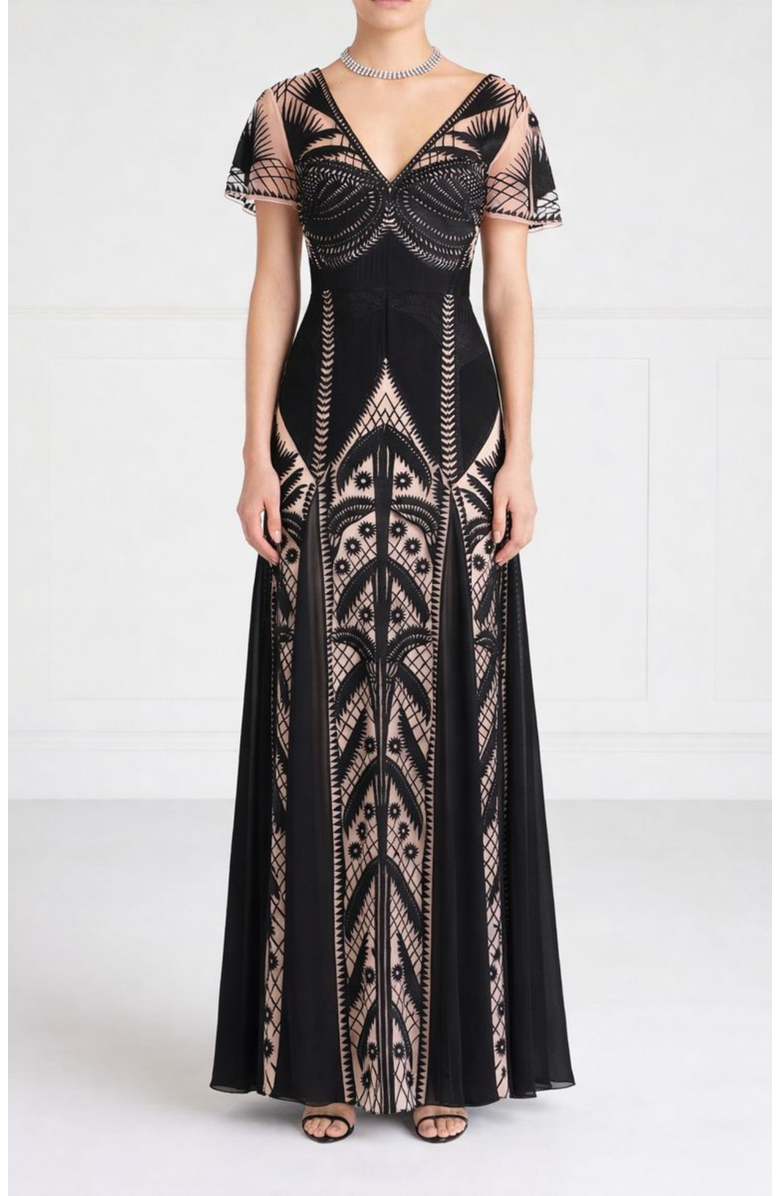 Temperley London Giselle Gown, Main, color, Black Mix