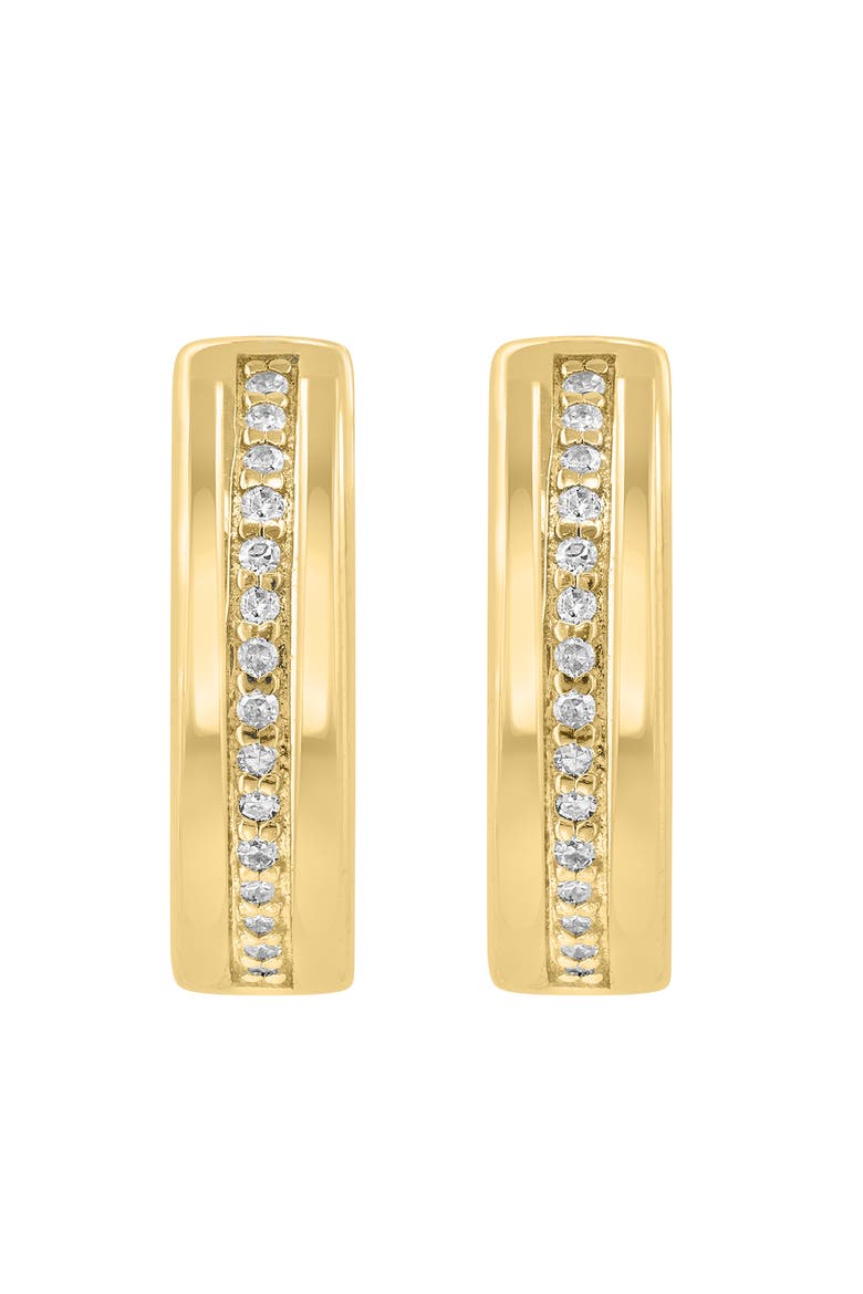 925 Gold Plated Silver Pavé Diamond Huggie Hoop Earrings, Alternate, color, 14K Gold Plate