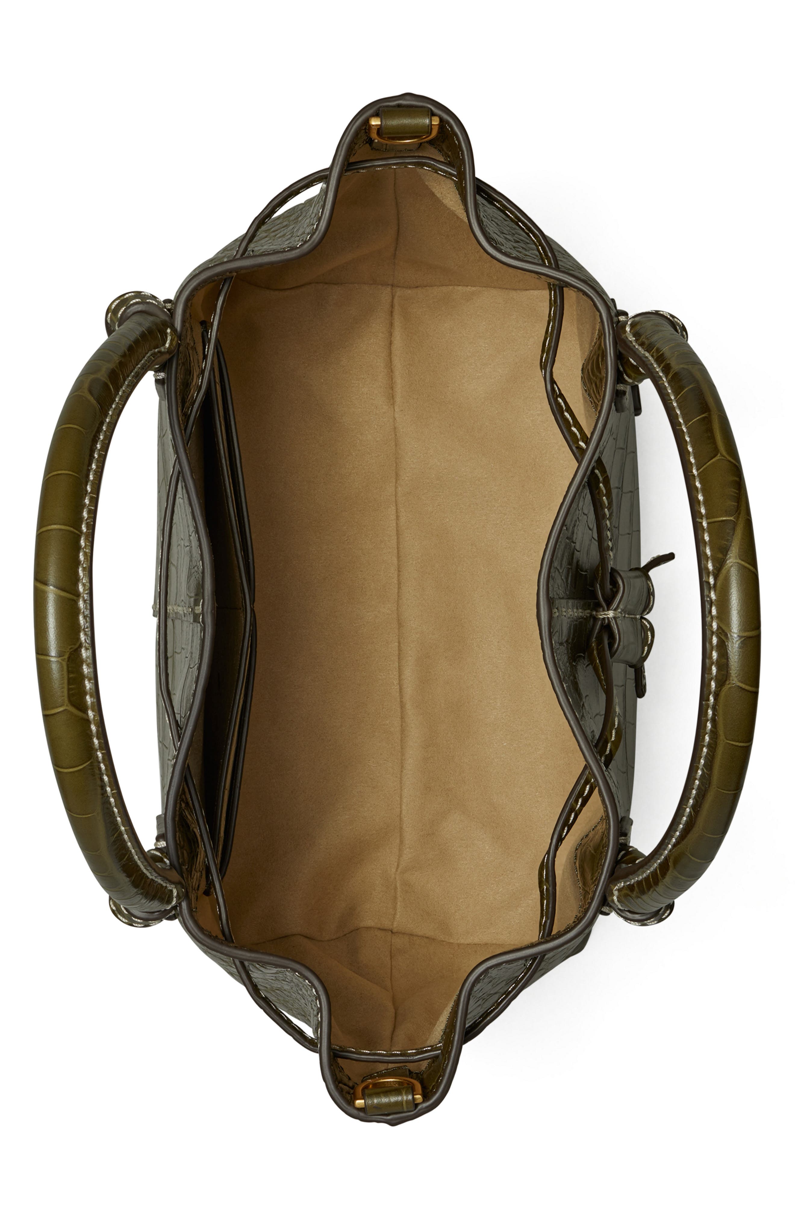 Tory Burch McGraw Small Drawstring Embossed Leather Satchel, Alternate, color, 