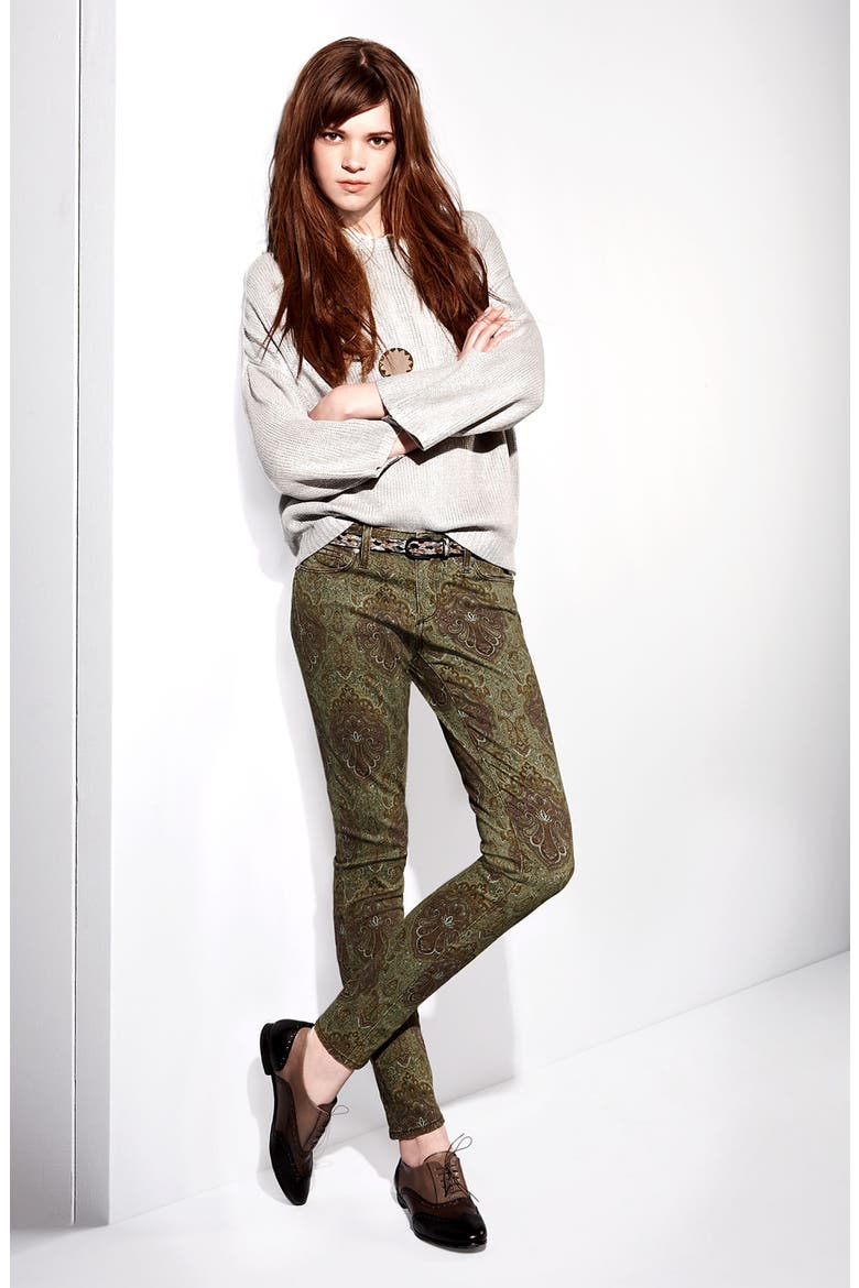 Denim 'Verdugo' Print Skinny Jeans, Alternate, color, ESTATE GREEN PAISLEY