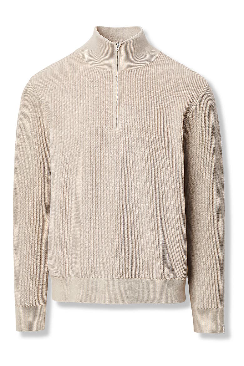 Caden Washed Cotton Blend Quarter Zip Sweater, Alternate, color, TAUPE