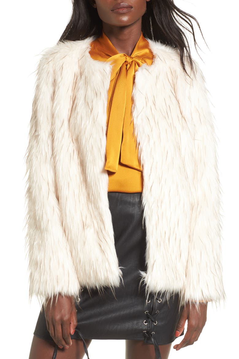 Aurora Faux Fur Jacket, Main, color, IVORY