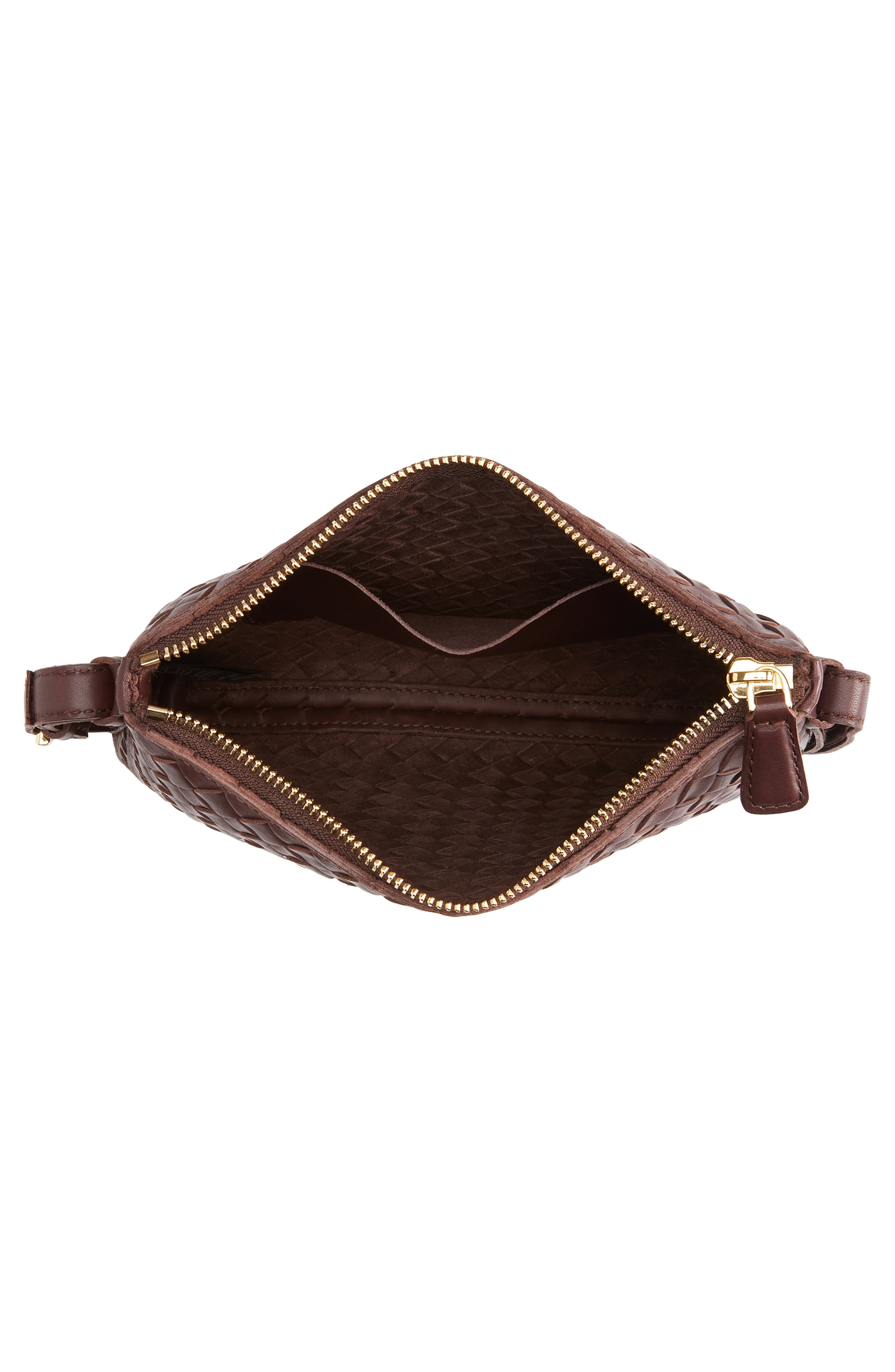 Woven Leather Crossbody Bag, Alternate, color, CHOCOLATE RAISIN