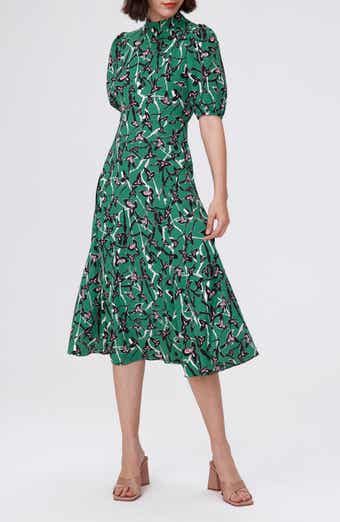 DVF Nella Printed Mock Neck Midi Dress