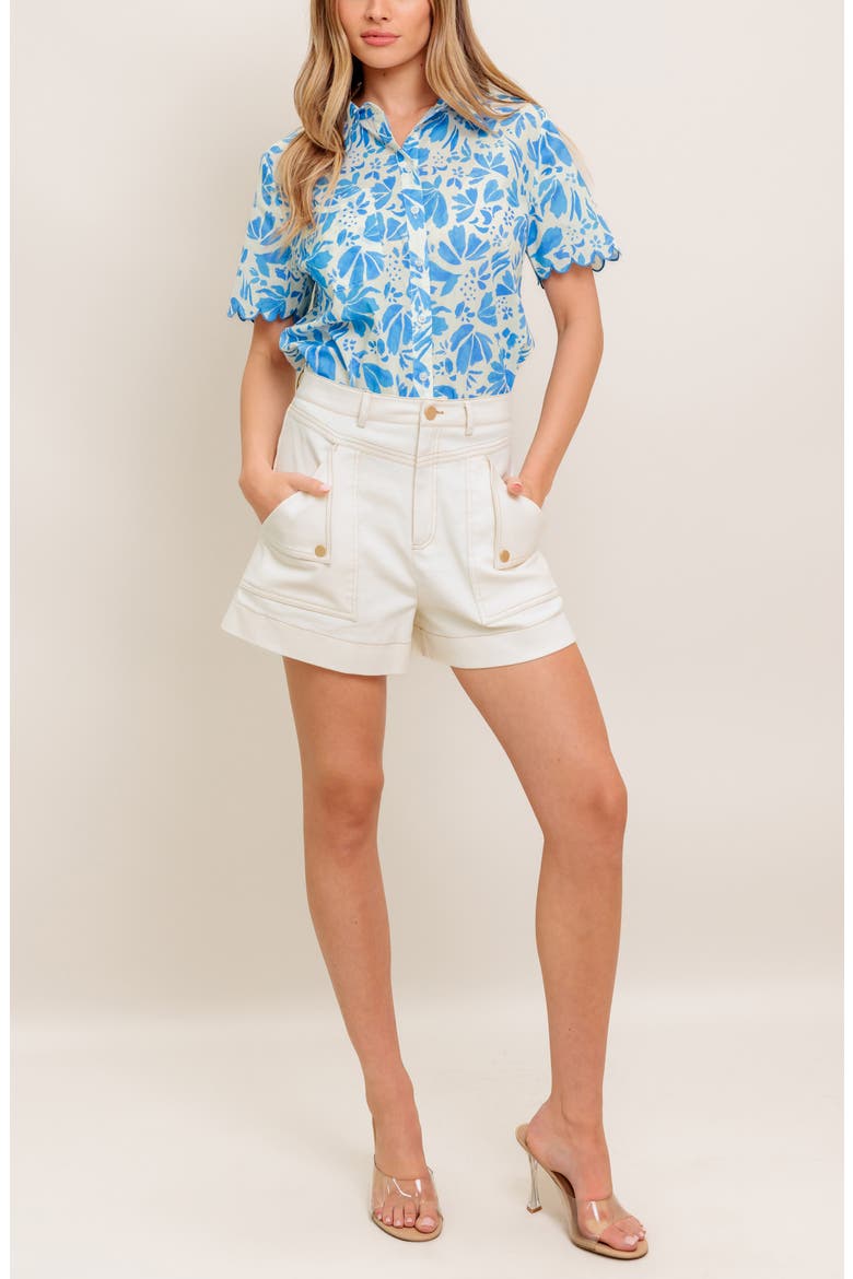 Print Button-Up Shirt, Alternate, color, IVORY BLUE