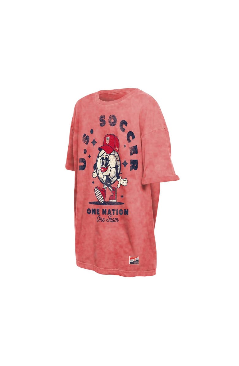 5TH AND OCEAN BY NEW ERA Women's 5th & Ocean by New Era  Red USWNT Throwback Oversized T-Shirt, Alternate, color, Red
