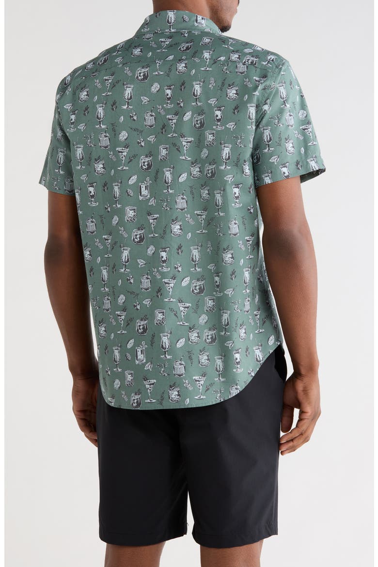 Riviera Printed Short Sleeve Shirt, Alternate, color, GREEN TIKI BAR