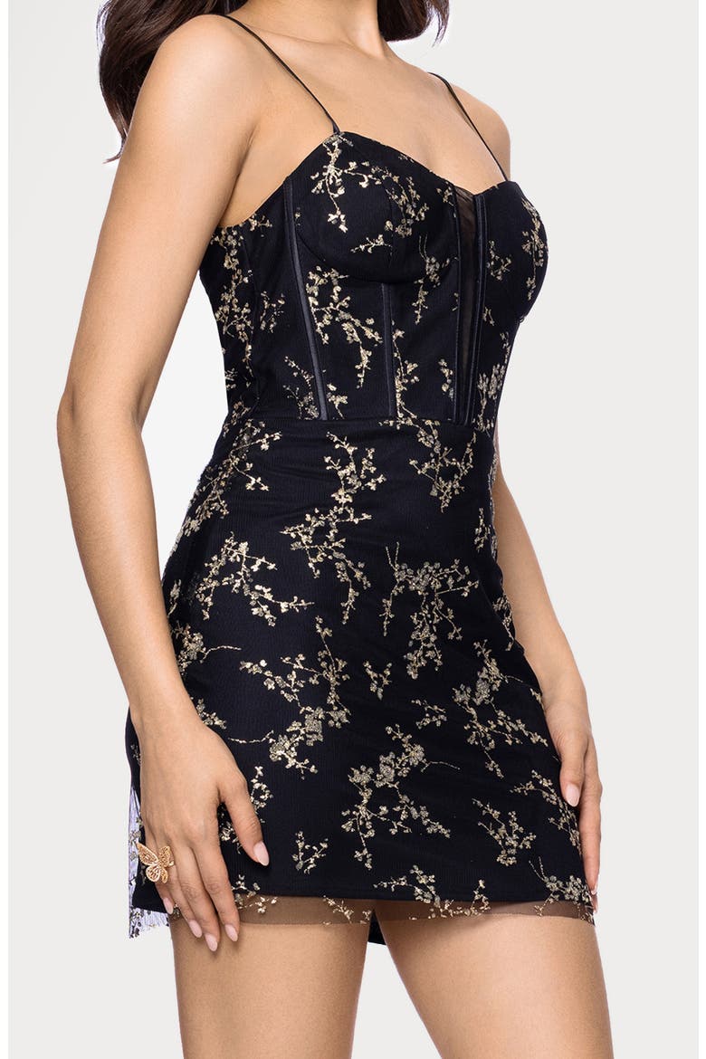 Metallic Embroidery Minidress, Alternate, color, BLACK/ GOLD