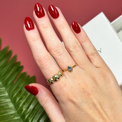 The Lovery Fine Jewelry Oval Blue Topaz Bezel Ring In Blue