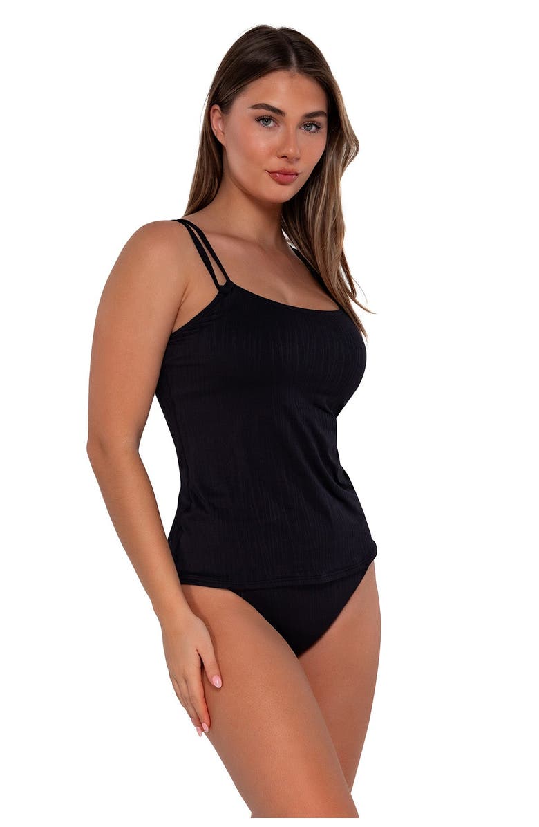 Sunsets Taylor Tankini Swimsuit Top - DD Cup, Alternate, color, Black Seagrass Texture
