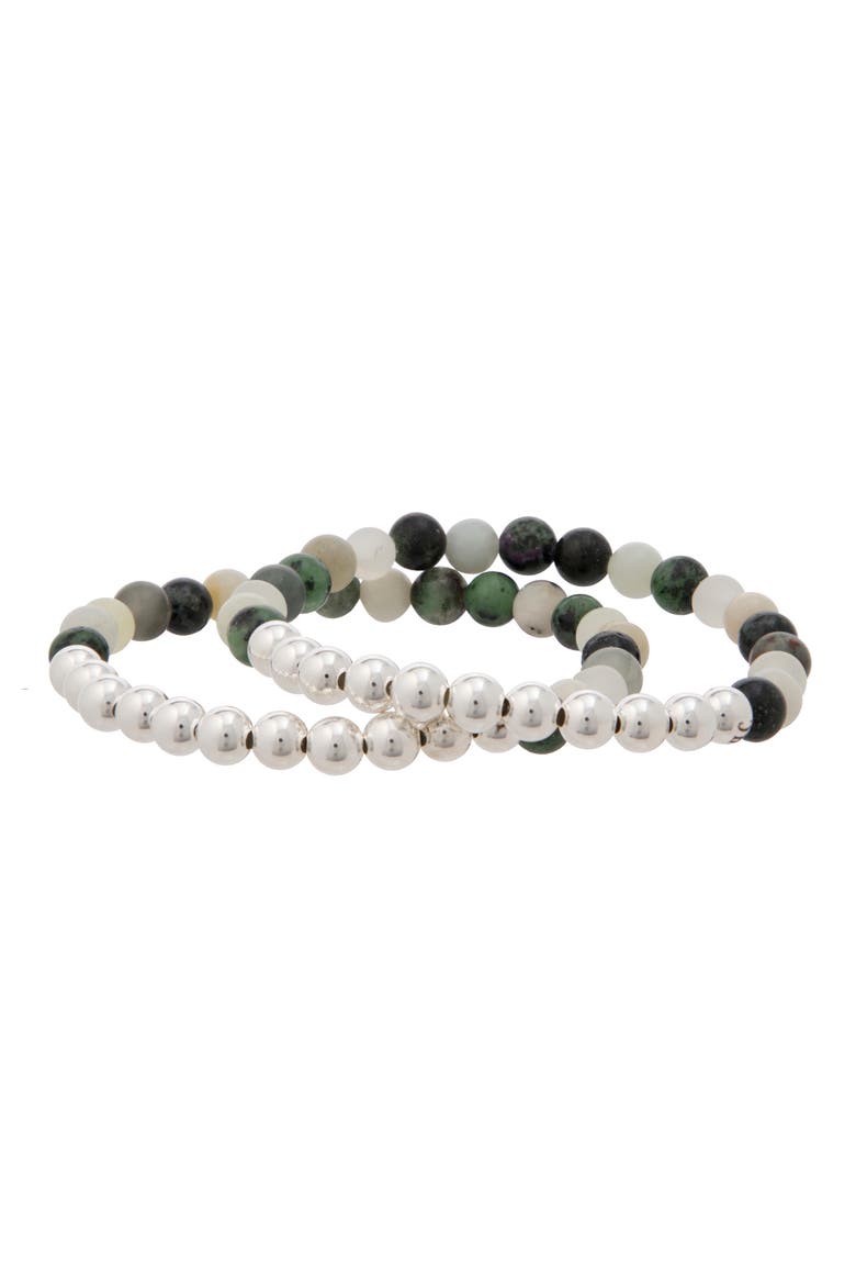 N6 Happiness/Ease Set of 2 Healer's Bracelets, Alternate, color, SILVER
