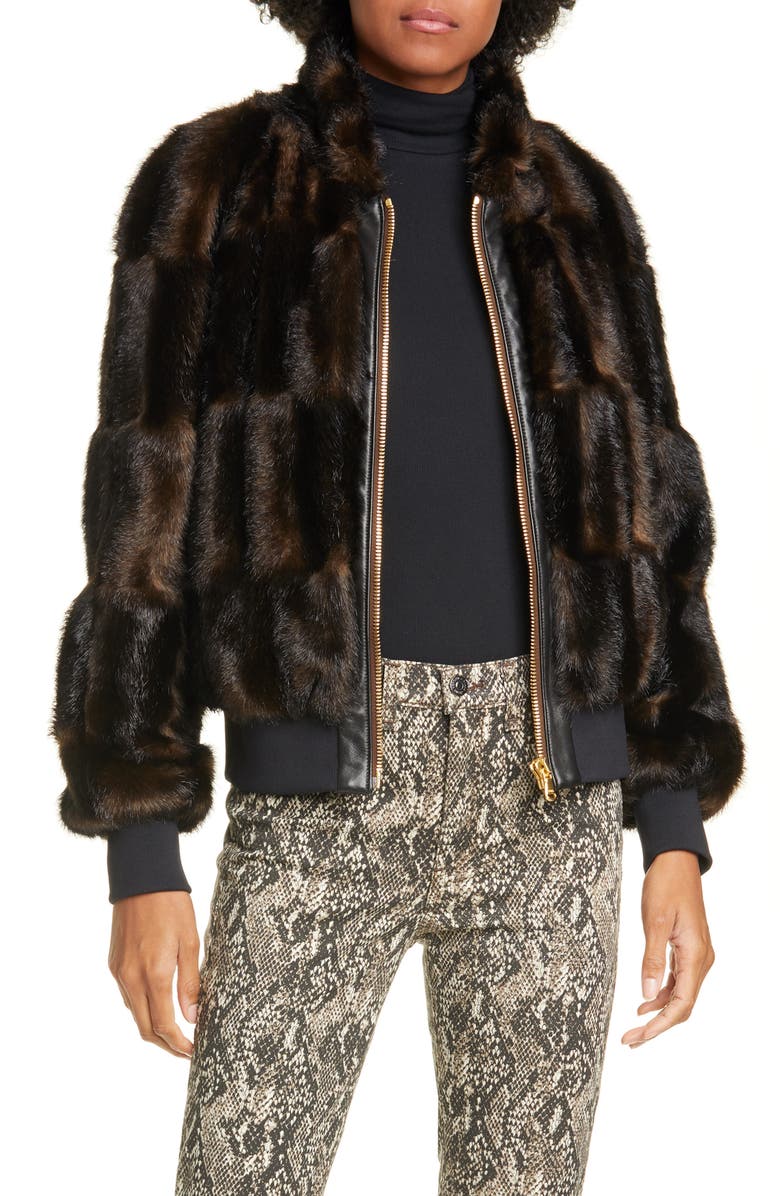 Veronica Beard Bellfire Faux Fur Bomber Jacket, Main, color, 
