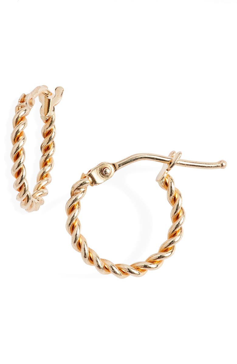 Bony Levy 14K Gold Small Twisted Rope Hoop Earrings, Main, color, Yellow Gold