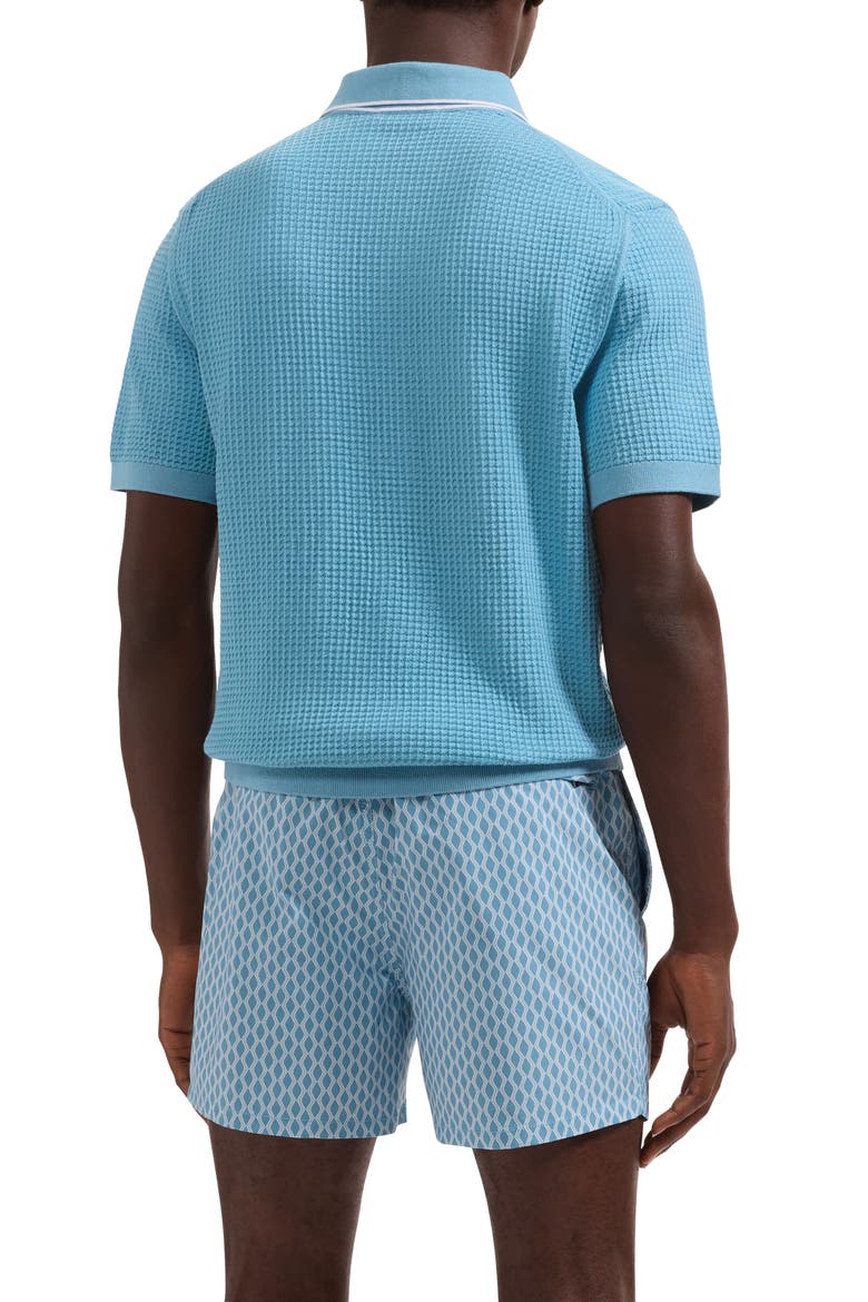 Waffle Stitch Polo Sweater, Alternate, color, TEAL