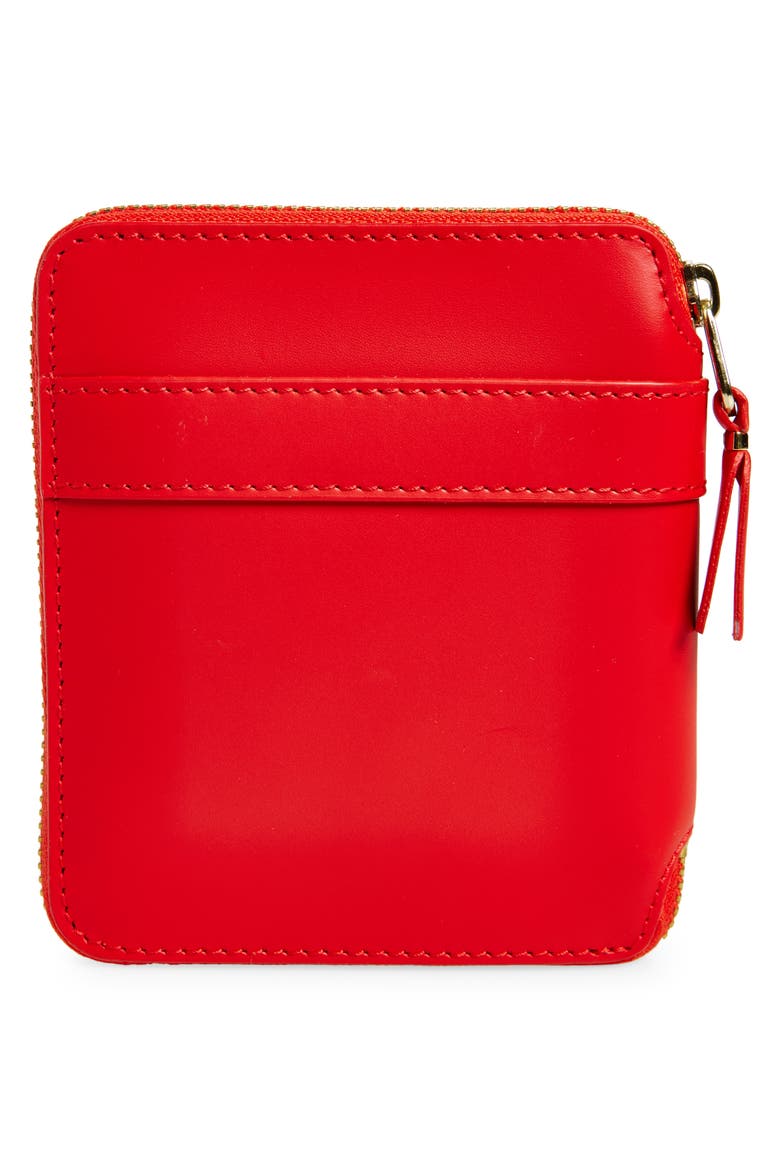 Big Bow Leather Zip Wallet, Alternate, color, RED