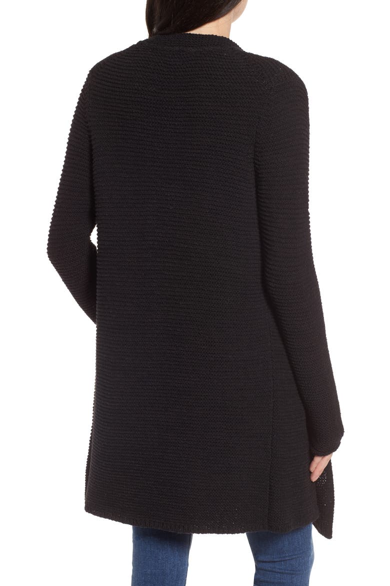 Drape Front Long Cardigan, Alternate, color, BLACK