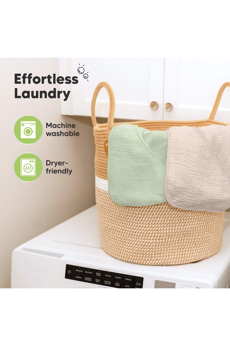 2-Pack Lyra Muslin Hooded Towels, Alternate, color, Sage