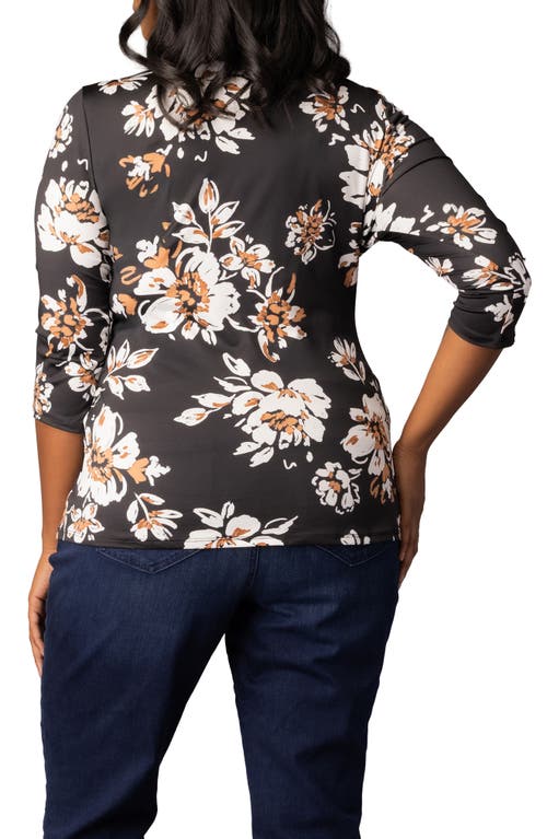 Kiyonna Faux Wrap Top In Blue