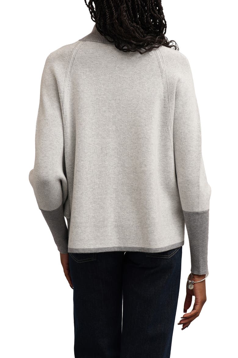 Ribbed Mock Neck Sweater, Alternate, color, DUNE/ BONE