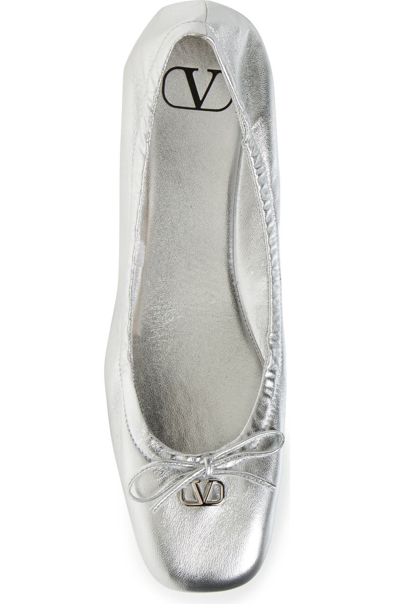 Valentino Garavani VLOGO Signature Metallic Leather Ballet Flat, Alternate, color,